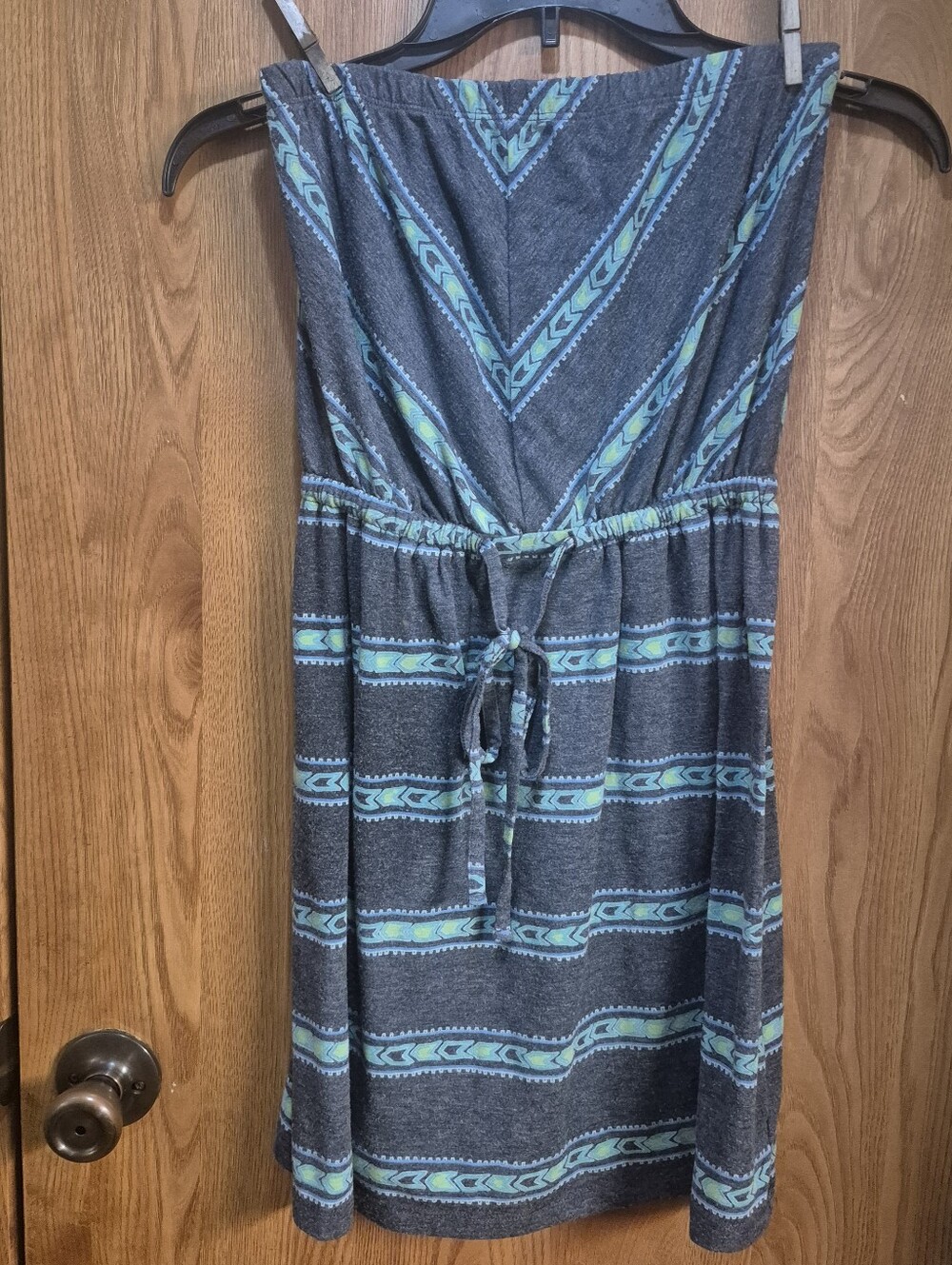Mossimo Supply Co. Strapless Grey Dress with Teal Stripes.    Box 42